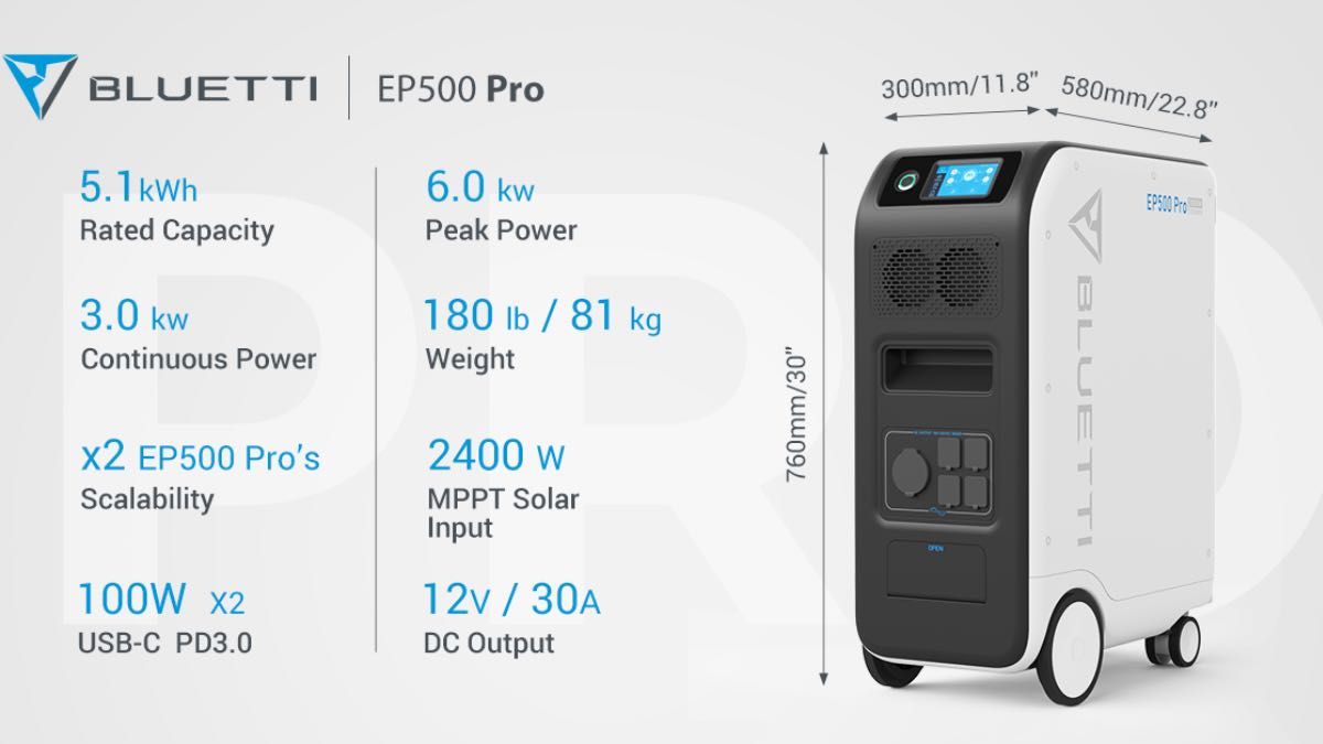 Портативна зарядна електростанція BLUETTI EP500Pro